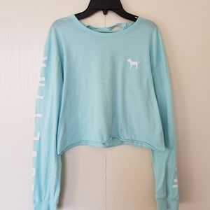 PINK Victorias Secret Long Sleeved Blue Crop Top